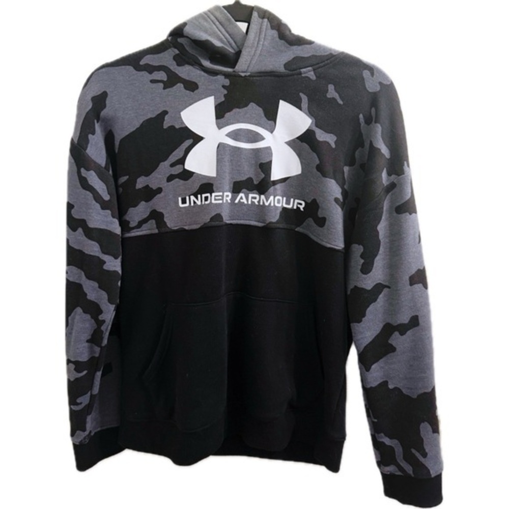 Underarmor Youth Color Block Hoodie in Gray Camo